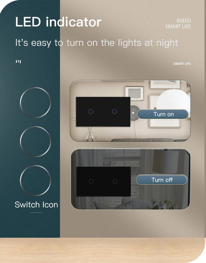 BSEED Wifi 1/2/3Gang Licht Schalter Touch Sensor Glas Schalter Tuya Smart Leben Alexa Control Plus EU Steckdosen Neutral Draht.