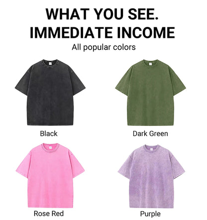 Earnivorous Plant Pattern Washed T-Shirts Men Breathable Cotton Casual T Shirt Soft Summer Comfortable Crewneck Short Sleeve.