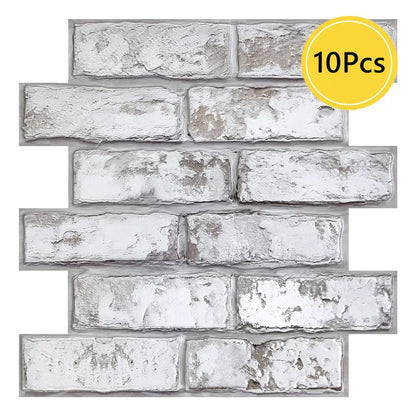 10 Pcs 3D Wall Panel Peel and Stick, 3D Brick Wall Sticker, Kitchen Adhesive Sticker, Tiles Stickers Waterproof
