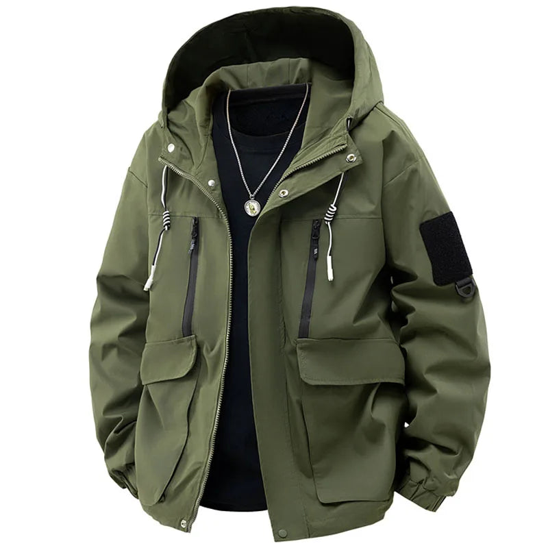 Jacket Mens Spring autumn New men jacket printing hooded Jackets casual coat Men's business coats Size M-4XL 5XL Hat detachable.