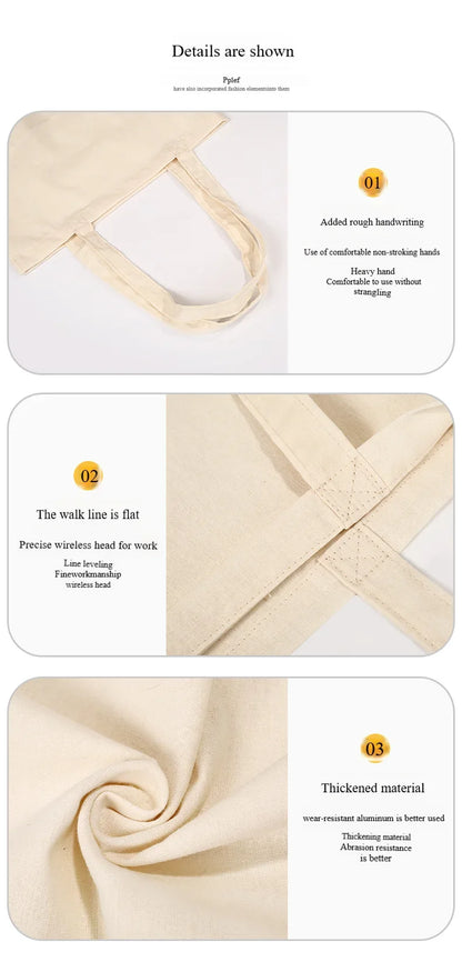 Custom Name White Canvas Tote Bag Large Capacity Foldable Supermarket Shopping Bag for Women Shopper Personalized Handbags.