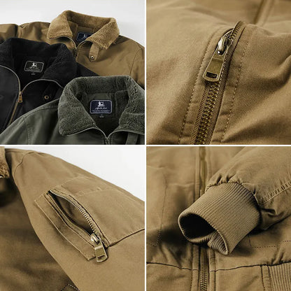 Winter Tactical Jacket Outdoor Men Fleece Sports Running Warm Coat Solid Color Stand Collar Breathable Comfortable Pilot Jacket.