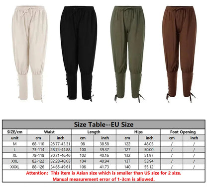 2-teiliges mittelalterliches Ritter-Kostüm-Set für Herren, Renaissance-Cosplay-Piratenhemden, Knöchelband-Hosen für Halloween, Baumwoll-Leinen-Stoff.