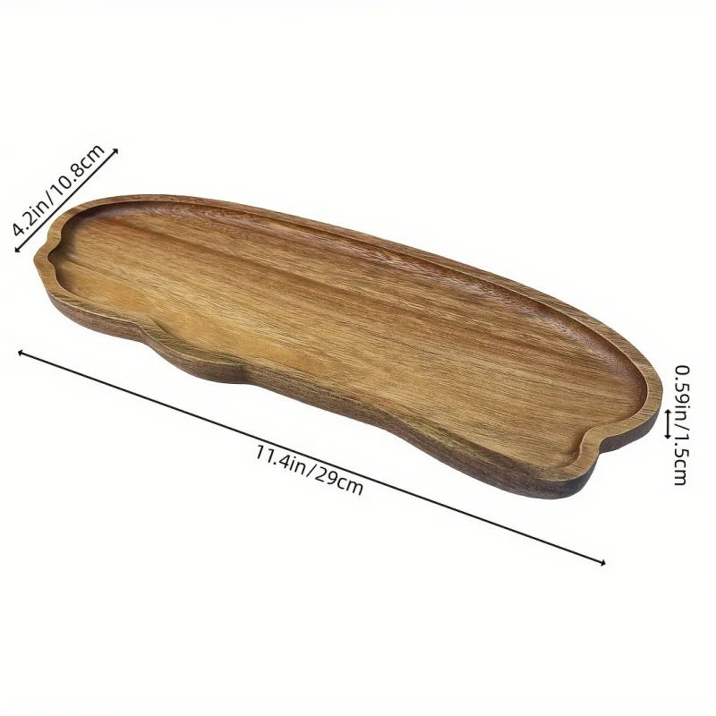 Wooden Tray Cloud Shaped Tea Mat Dessert Plate Cafe Cake Plate Snack Dish Tableware Solid Wood Food Tray Rectangle Tableware Mat.