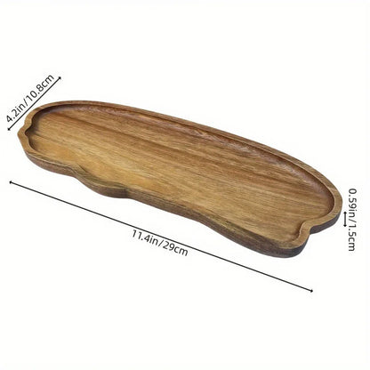 Wooden Tray Cloud Shaped Tea Mat Dessert Plate Cafe Cake Plate Snack Dish Tableware Solid Wood Food Tray Rectangle Tableware Mat.