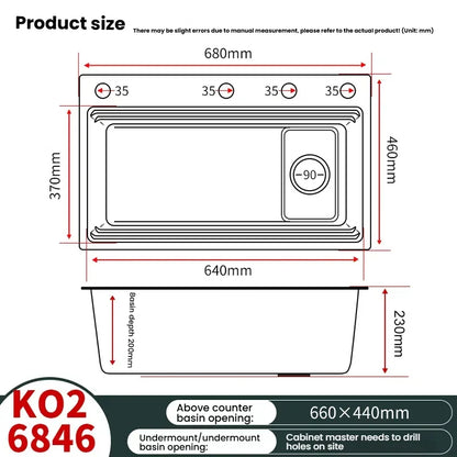Gray 304 Stainless Steel Kitchen Sink Wash Dish Bowl Nano Embossing Large Single Slot Multifunctional Household Undermount Basin