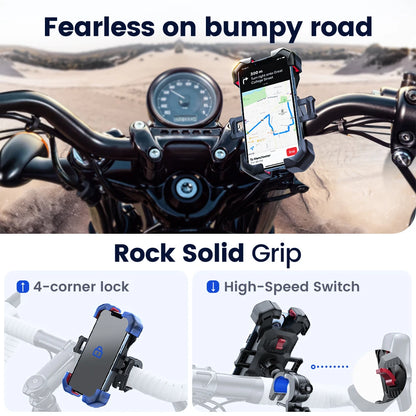 Joyroom Universal Bike Phone Holder 360° View Bicycle Phone Holder for 4.7-7 inch Mobile Phone Stand Shockproof Bracket GPS Clip.