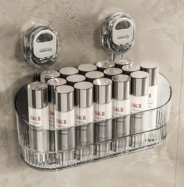 Saugnapf-Aufbewahrungsregal für Badezimmer, stanzfreie, an der Wand montierte Aufbewahrungsbox, kann abnehmbar werden, leerer Aufbewahrungskorb für Toilettenspüle