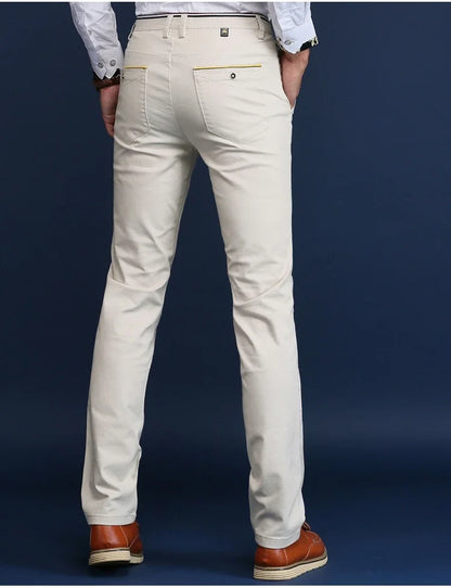 Classic Style Men Spring Summer Thin Casual Pants Fashion Business Cotton Solid Color Office Trousers High Quality Men Trousers