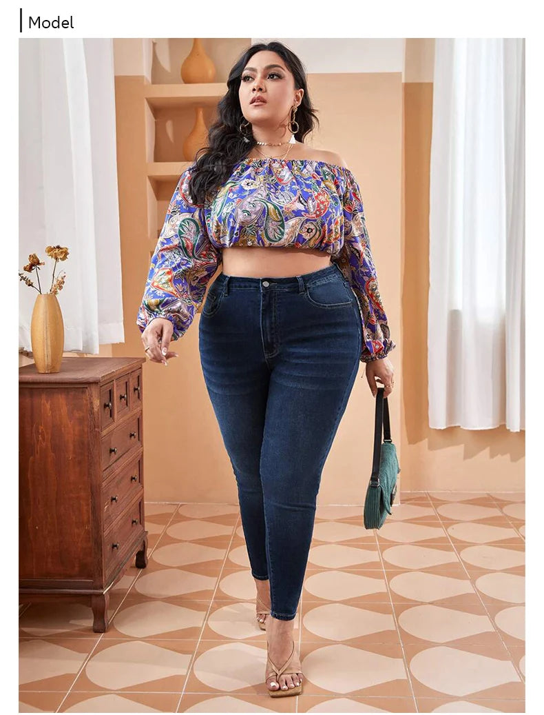 Plus Size Skinny Jeans For Women High Waist Stretch Denim Trousers Mom Jeans Pencil Pants Casual Comfort Trousers Oversize.