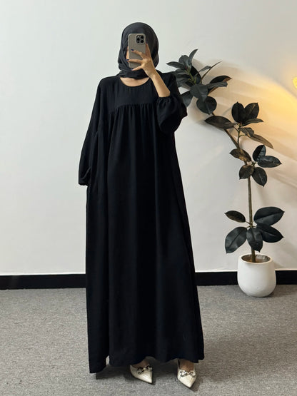 Full Sleeve Loose Maxi Prayer Dress Muslim Modest Dresses Jilbabs Casual Solid Pockets Robe Long Ramadan Dress Women Abayas.
