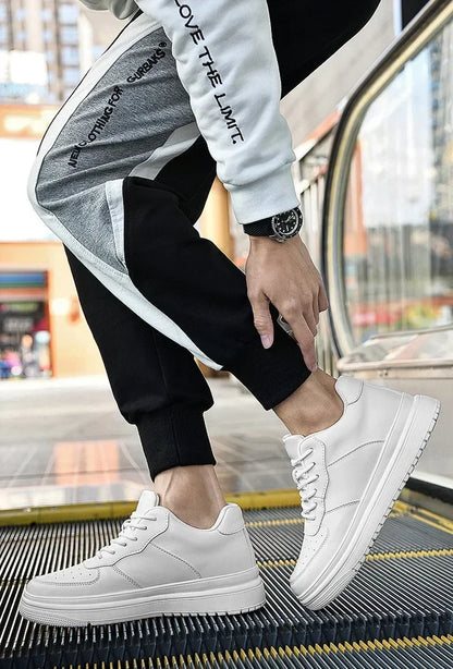 PDEP Neue Höhe Zunehmende Schuhe für Männer 10 cm Unsichtbare Aufzug Turnschuhe Weiß Leder Sport Zapatillas De Hombre Große Größe 46