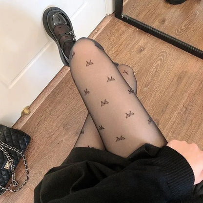 Sexy Blue Butterfly Net Stockings Women's Long Tube Socks Invisible Sweat Absorbent Polka Dot Design Pure Desire Stockings