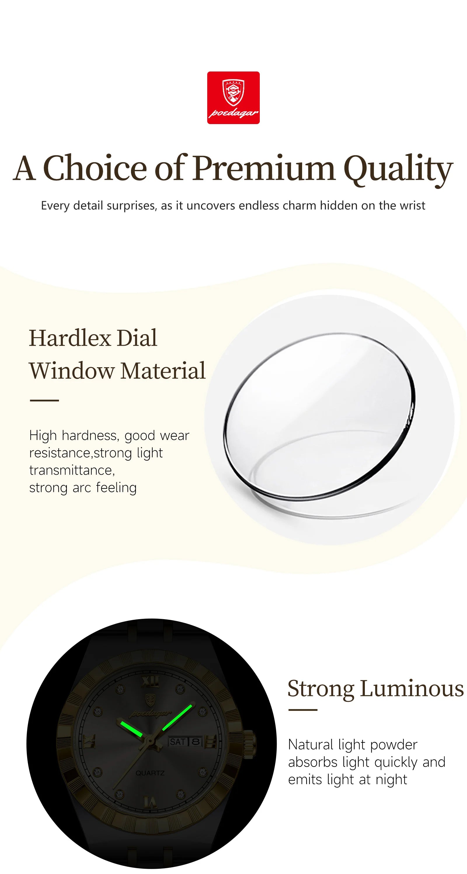 POEDAGAR Luxury Original Ladies Watch Luminous Waterproof Week Date Woman Wristwatch Stainless Steel Women Quartz Watches Female.