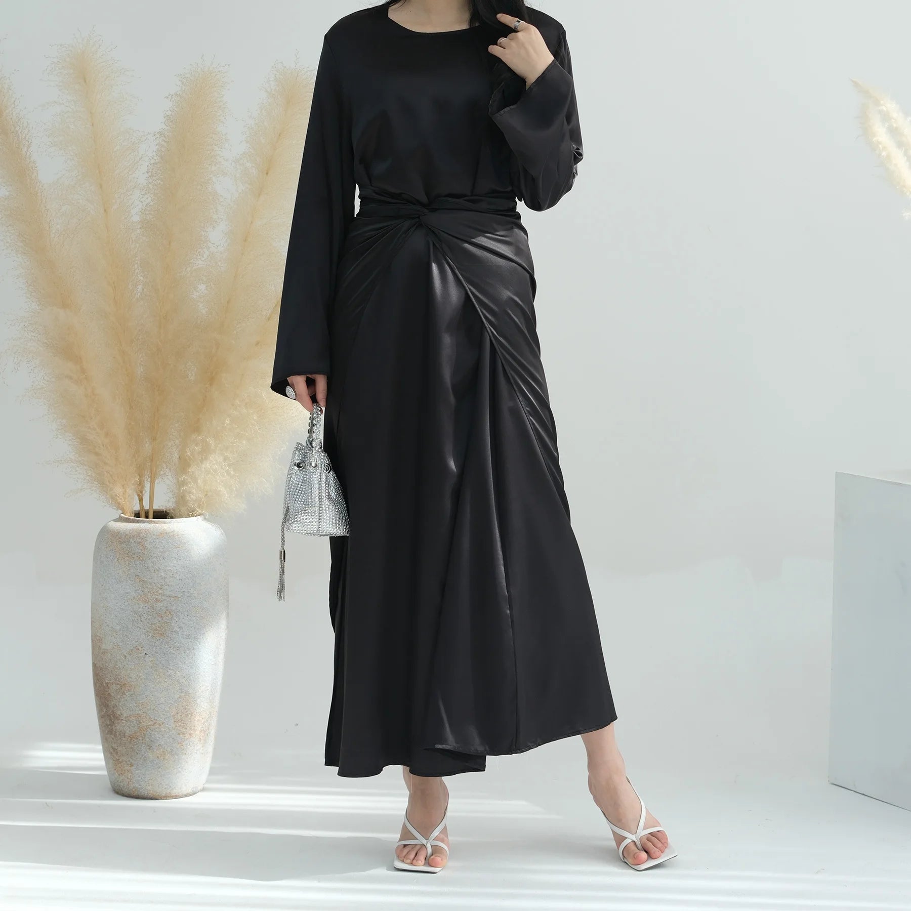 Middle Eastern 3-Piece Islamic Clothing Set for Women Ramadan Dubai Modest Abaya Muslim Hijab Dress 2025 Plain Turkey Kaftan.