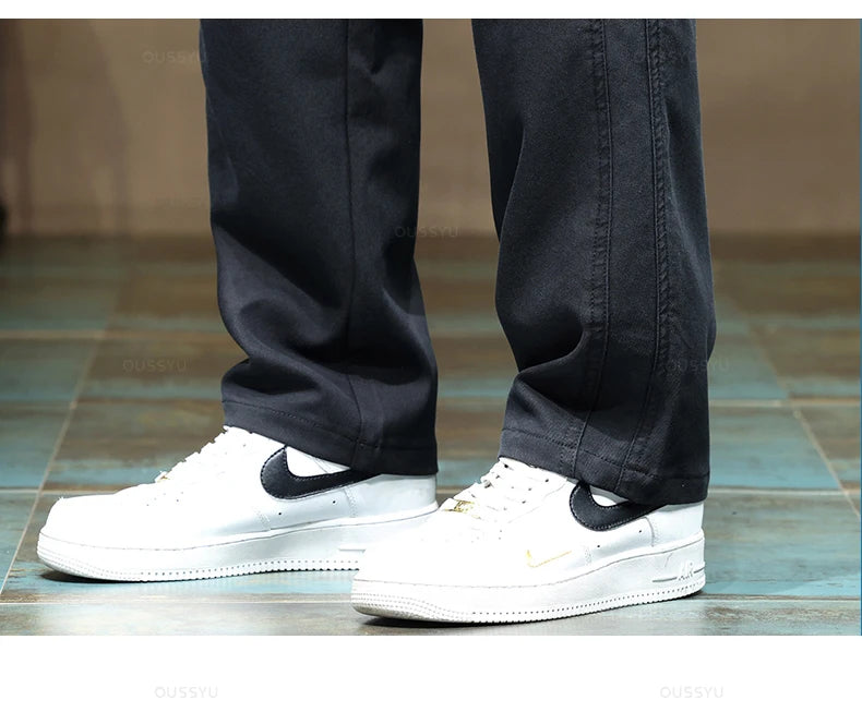 Brand Clothing New Soft Lyocell Fabric Pants Men Thick Loose Straight Drawstring Elastic Waist Korea Casual Cargo Trousers Male.