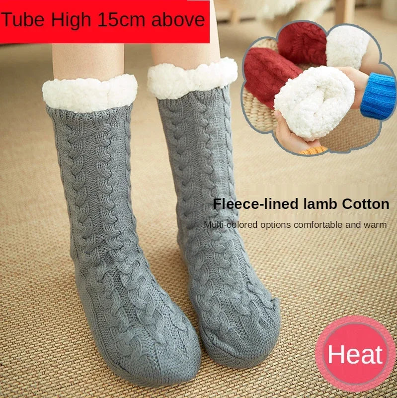 Womens Fuzzy Thermal Sock Plush Grip Hemp Winter Soft Female Home Indoor Warm Bedroom Non slip fluffy Thick Slipper Floor Sock.