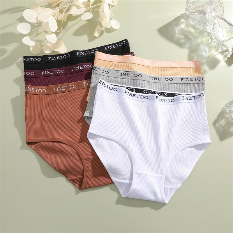 3Pcs Plus Size Cotton Underwear Sexy Striped Mid Waist Panties Breathable Stretch Belt Briefs Female Comfort Lingerie Shorts New.