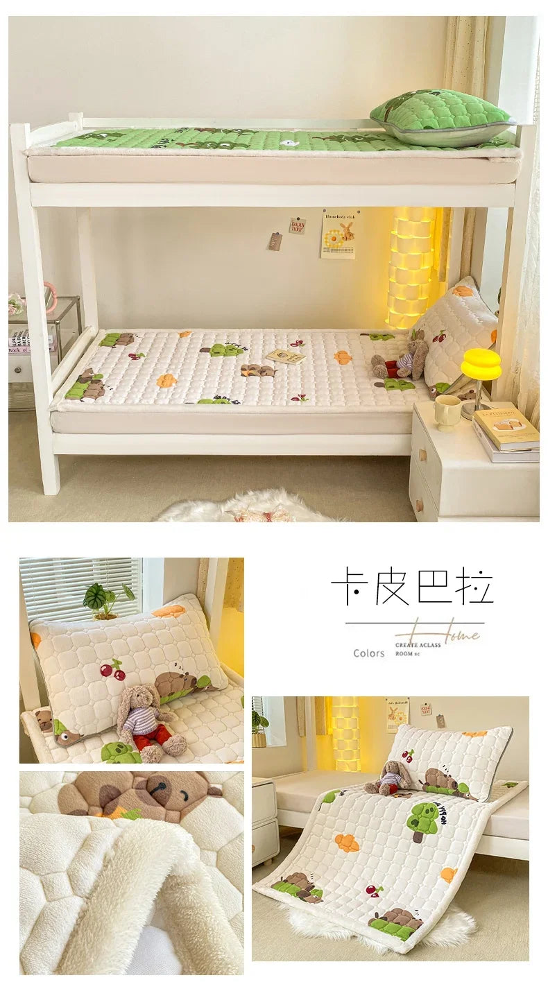 2024 Winter Milk Velvet Bedspread King Size Bed Cover Quilted Mattress Pad Washable Mattress Protector Bed Linen Queen Bedsheet.