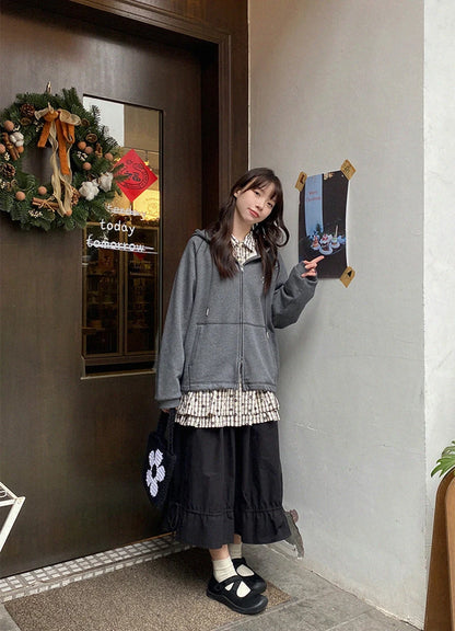 Vintage Black Midi Skirt Women Japanese Harajuku Drawstring Bud Skirts Summer Streetwear Korean Casual Design A Line Faldas New