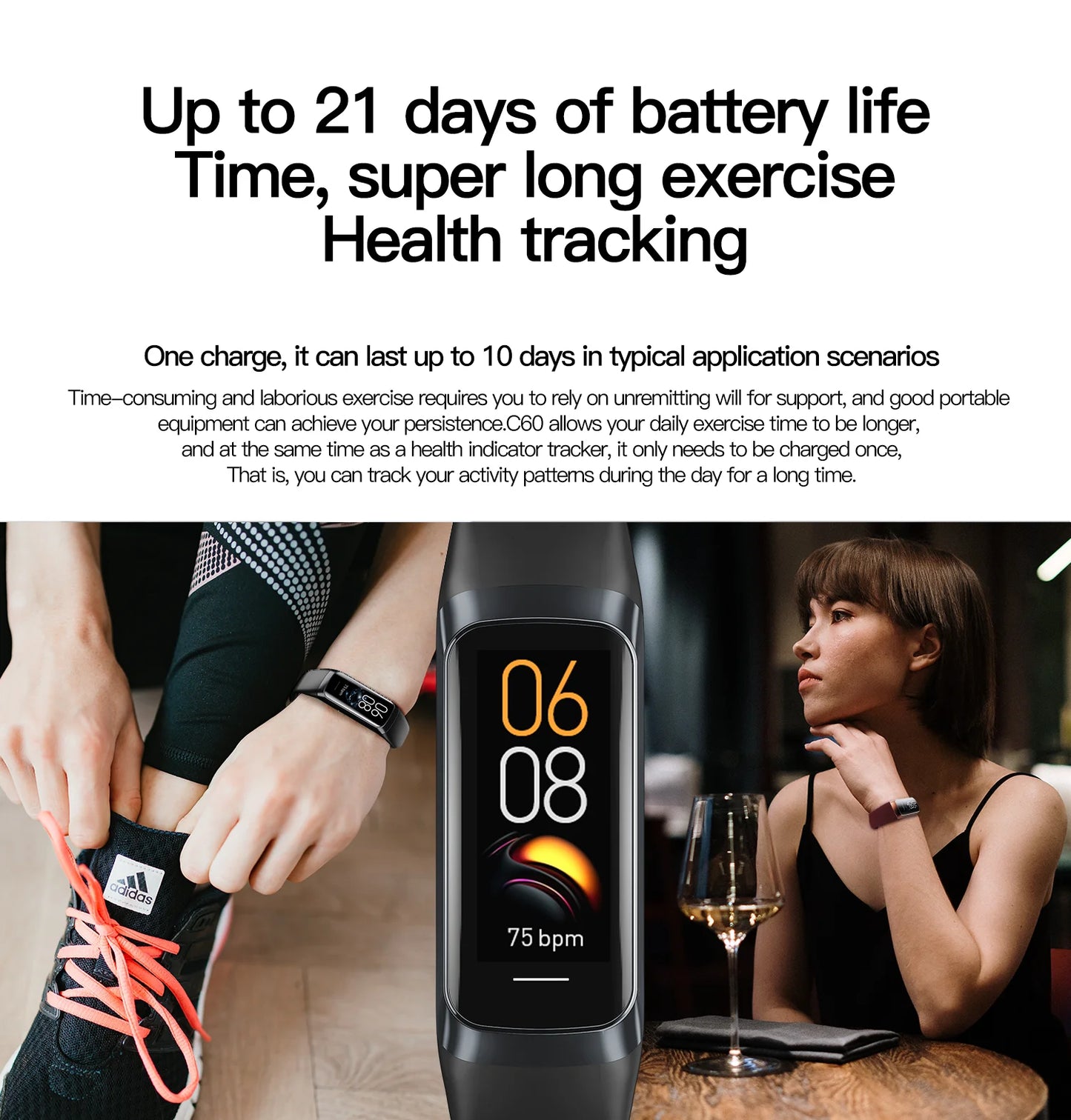 LIGE Amoled Smart Watch Smartwatch Band Women Heart Rate Blood Waterproof Connected Smart Bracelet Sport Fitness Tracker  Watch.
