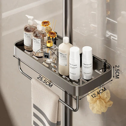 Bad Dusche Lagerung Dusche Gel Shampoo Rack Dusche Stange Abnehmbare Tablett Aluminium legierung Seife Halter Dusche Regal