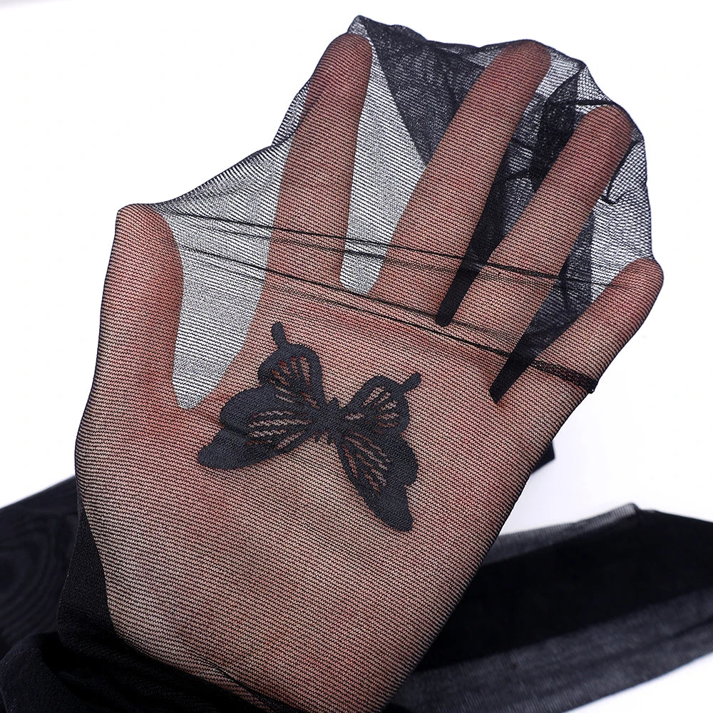 Sexy Butterfly Tights Vintage Y2K Fake Tattoo Butterfly Black Transparent Silk Pantyhose Women Lolita Summer Ultra-thin Stocking.