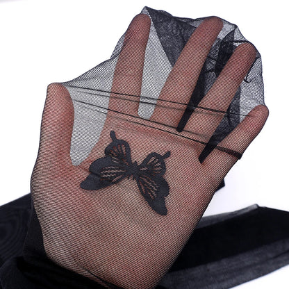 Sexy Butterfly Tights Vintage Y2K Fake Tattoo Butterfly Black Transparent Silk Pantyhose Women Lolita Summer Ultra-thin Stocking.