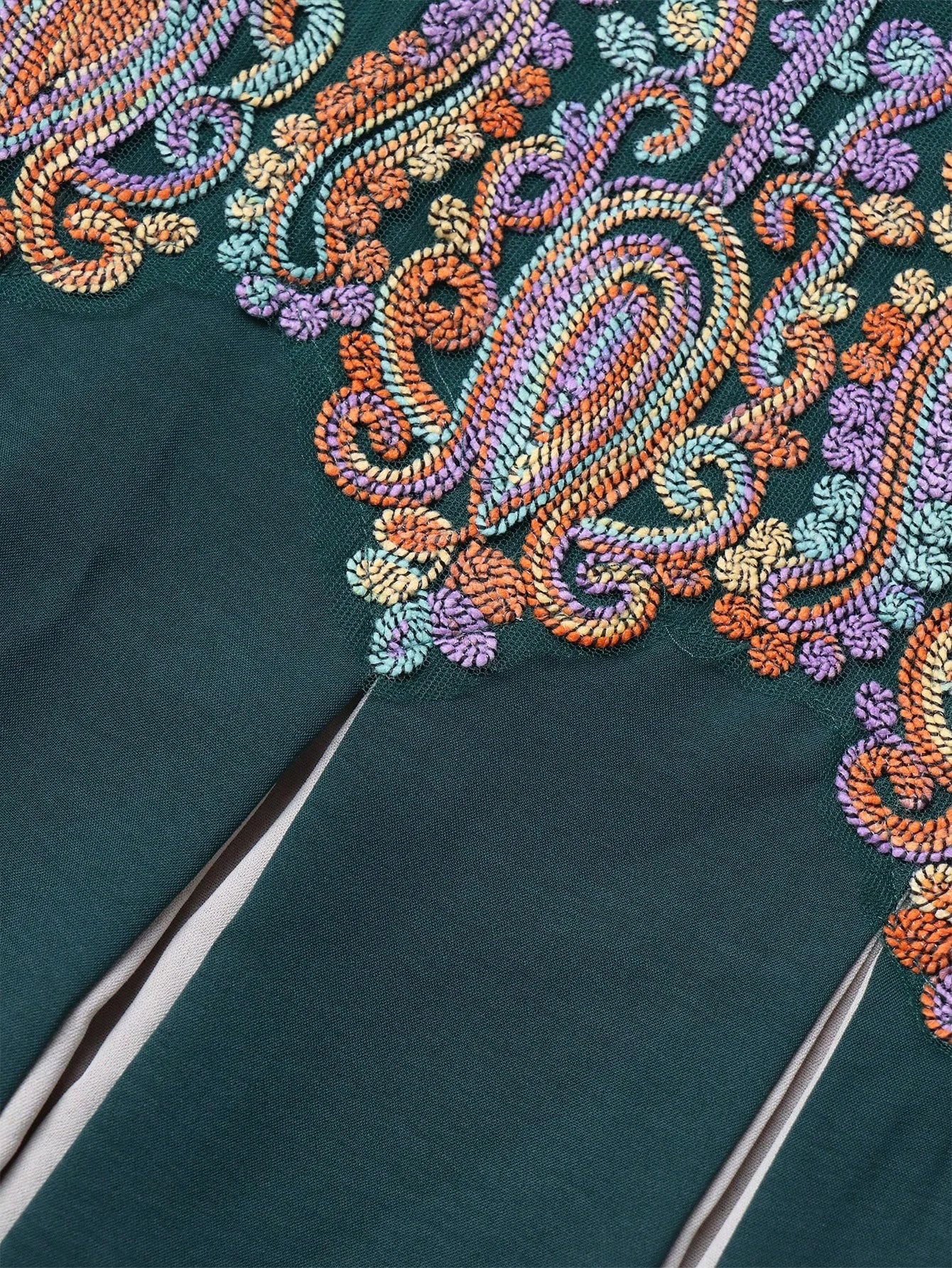 TOLEEN Damen Knöchellange Kleider Eid Al-Fitr Muslim Lose Applizierte V-Ausschnitt Langarm Damen Robe Islamisches Dubai ElegantDress.