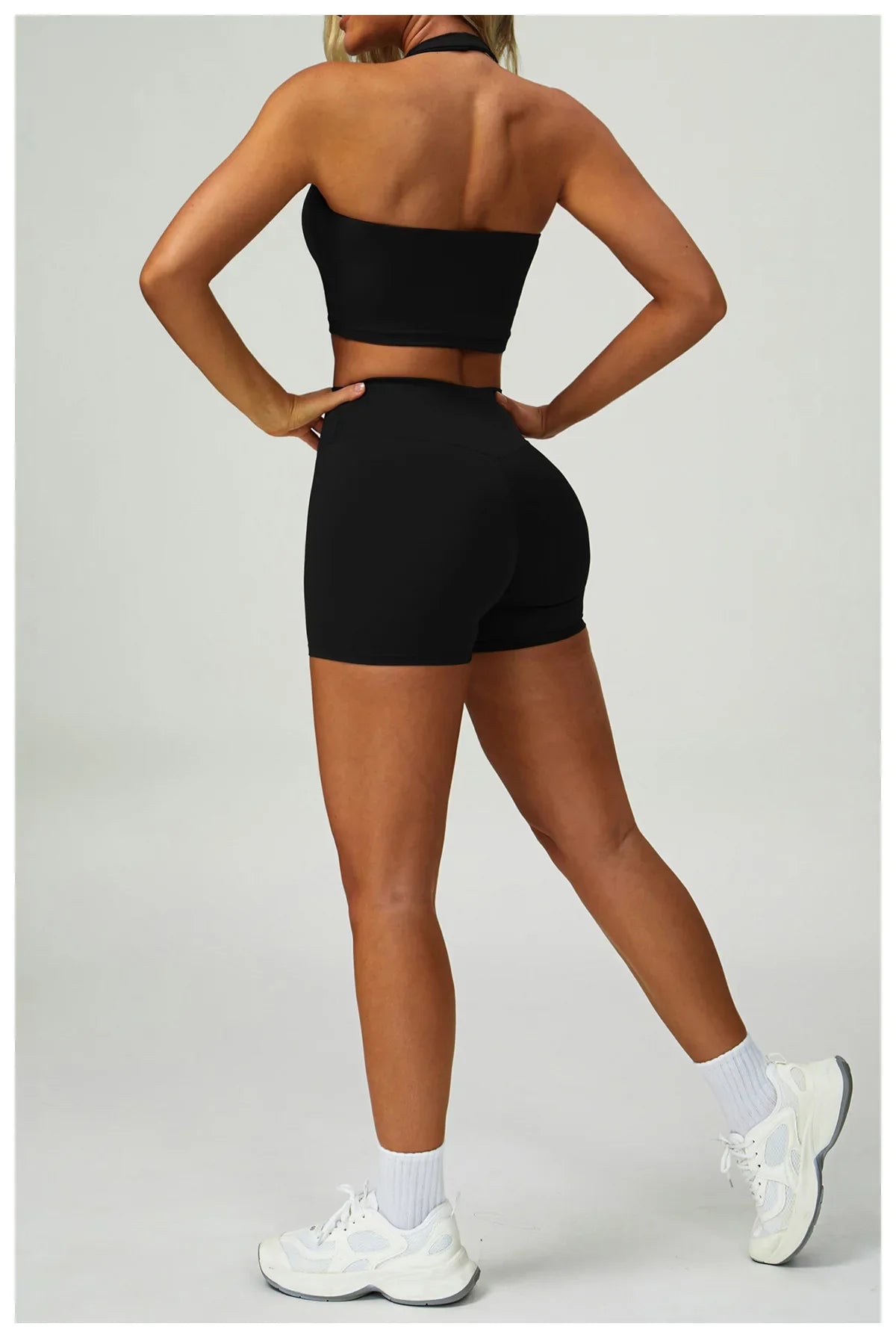 Yoga Shorts Set Women Sports Bra Long Sleeve Zipper Jacket Tight Fitting Pants Fitness Suit Outdoor Running 2PCS Workout Clothes.