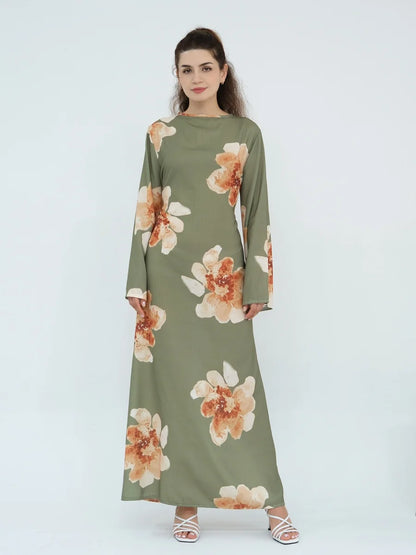Muslim Women Dubai Abaya luxury Flower Print Long Dress Kaftan Ramadan Robe Femme african Maxi dresses Islam Clothing Kebaya.