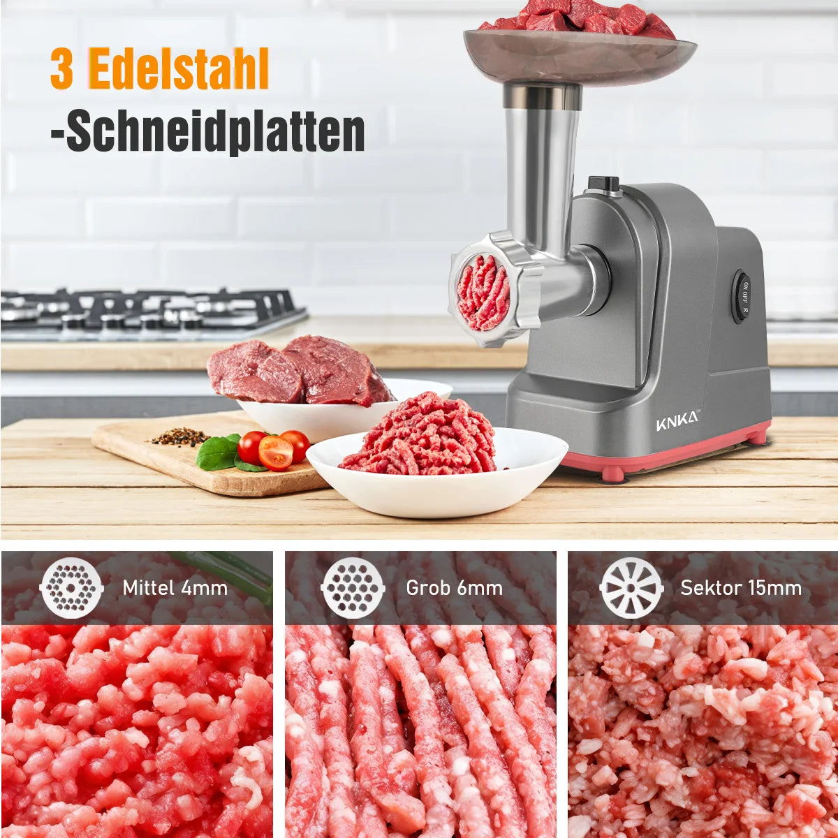 Electric Meat Grinder with 3 Stainless Steel Cutting Plates, Cookie and Sausage Chopper for Home Kitchen, Christmas Dinner Tools.