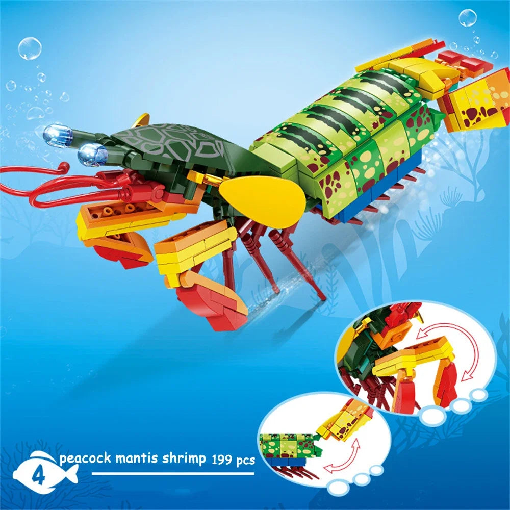 King crab Realistic Educational Ocean Creature Model Building Blocks Toys Easy Assembly,Ideal Holiday Gift for Kids Birthday.