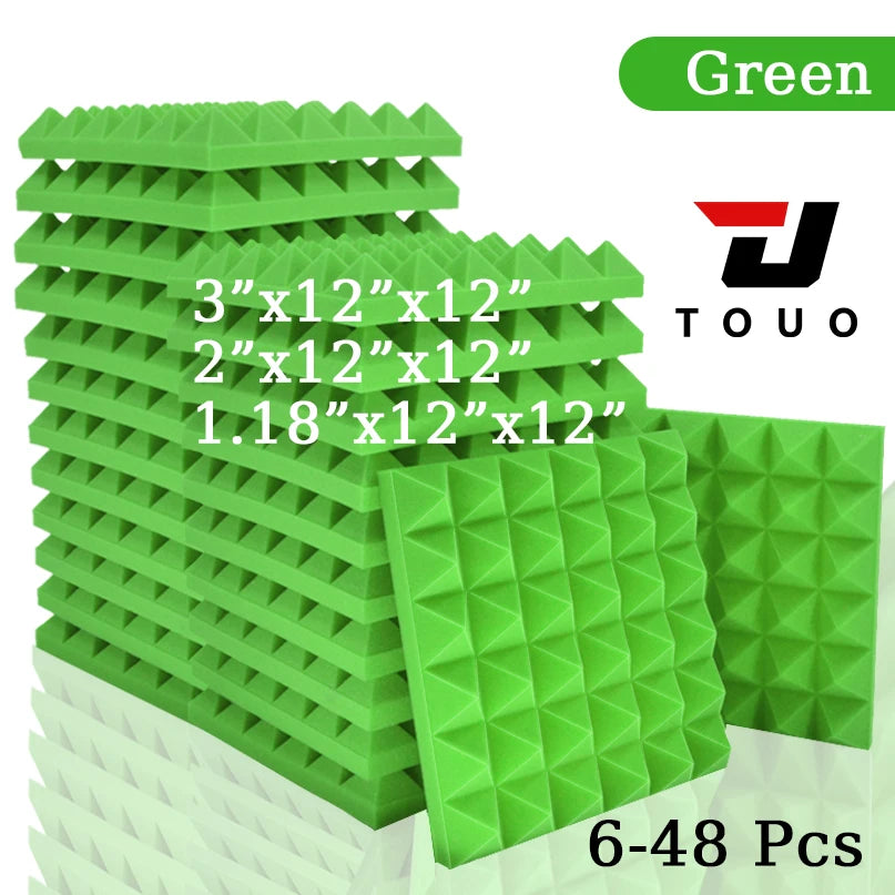 TOUO Acoustic Foam 6-48 Pcs Sound Proof Wall Panels High Density Studio Sound Absorbing Material Acoustic Foam Home Decoration