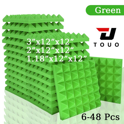 TOUO Acoustic Foam 6-48 Pcs Sound Proof Wall Panels High Density Studio Sound Absorbing Material Acoustic Foam Home Decoration