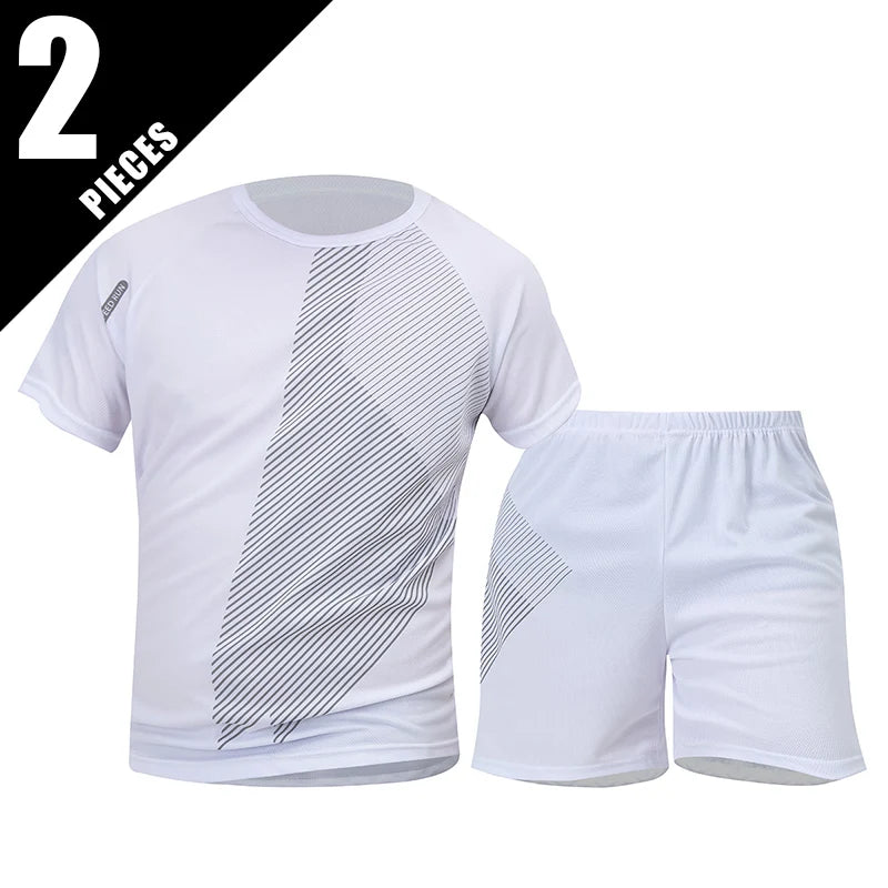 2/4/6 Pcs Plus Size Men's Quick-drying Short-sleeved Shorts Suit Men's Leisure Sports Running Fitness T-shirt Joker Shorts Teen