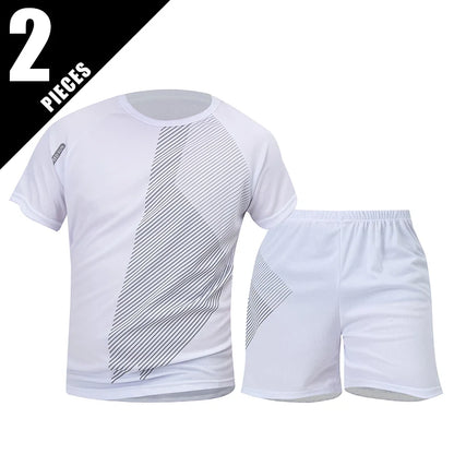 2/4/6 Pcs Plus Size Men's Quick-drying Short-sleeved Shorts Suit Men's Leisure Sports Running Fitness T-shirt Joker Shorts Teen