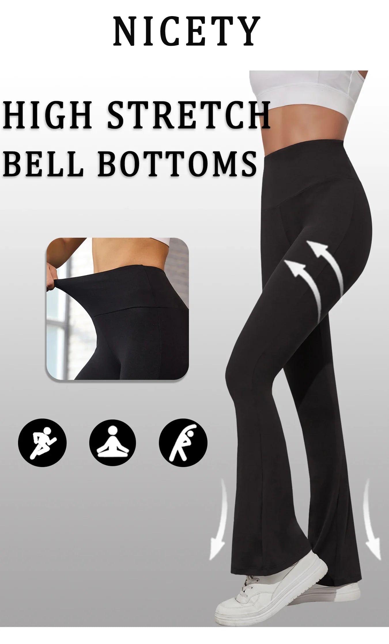 Women's Super Soft Flare Pants High Waisted Tummy Control Workout Yoga Leggings Bell Bottoms.