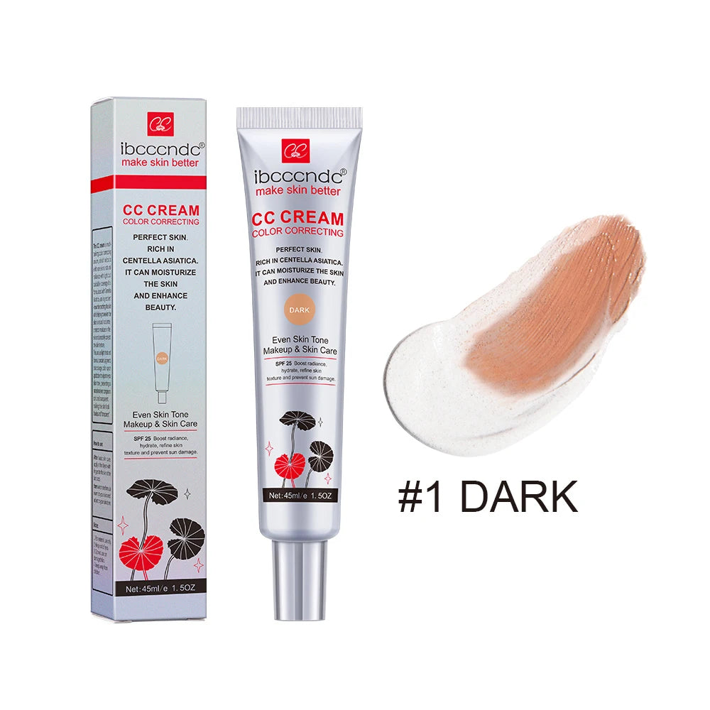 45ml Color Correcting CC Cream Facial Centella Asiatica Repair BB Cream Natural Concealer Whitening Liquid Foundation Cosmetics.