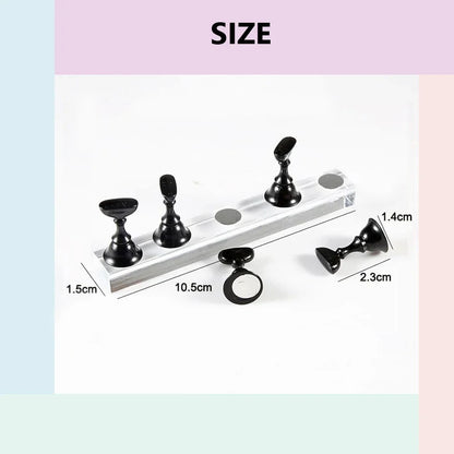 5Pcs Nail Art Practice Display Stand Set Chess Board Magnetic Tips White & Black Holder Polish Gel Color Chart Tool.