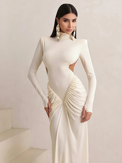 Kliou Raffen Mantel Frauen Maxi Kleider High Street Klassische Volle Hülse Gerade Schulter Backless Vestidos Mujer Abend Tragen
