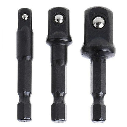 3Pcs Auswirkungen Buchse Adapter 1/4 3/8 1/2 Zoll Mutter Fahrer Steckdosen Hex Schaft Verlängerung Für Schraubendreher Griff Werkzeug