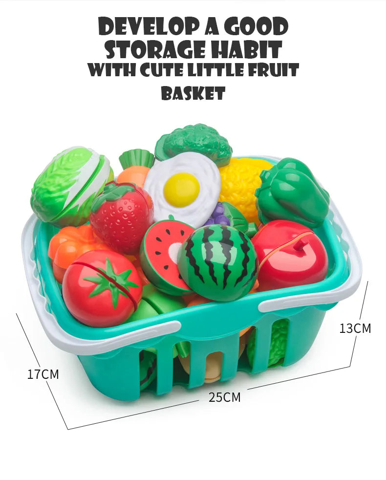 6/10/13/24Pcs Kitchen Fun Cutting Fruits and Vegetables Food Play House Set Puzzle Education Toys For Kids Boys Girls Xmas Gifts.