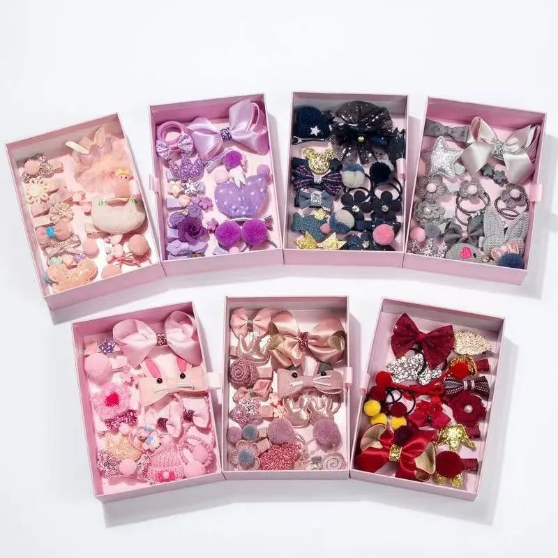 Cute Hair Clip Set,Cute Bow Hair Clips Floral Hair Side Clips Elastic Hair Rings Fashionable Women's Hair Accessories.