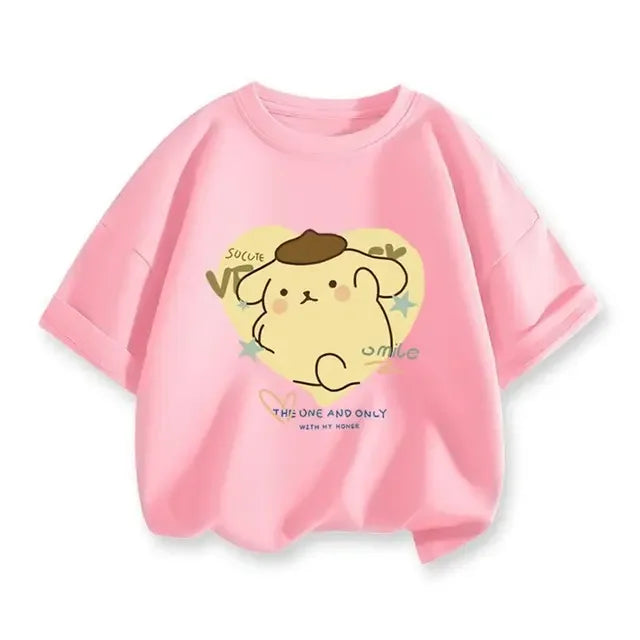 2024 New Summer COTTON T shirt Girls Boys Cinnamoroll T shirt Cartoon Print Kids T-Shirts Children Girls Tops Clothes