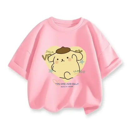 2024 New Summer COTTON T shirt Girls Boys Cinnamoroll T shirt Cartoon Print Kids T-Shirts Children Girls Tops Clothes