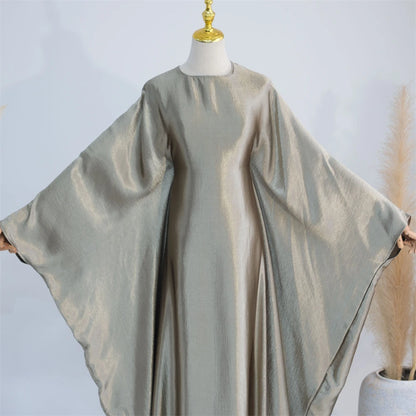 Eid Batwing Satin Shimmer Soft Crepe Abaya Dubai Luxury 2024 Islam Muslim Maxi Kaftan Dress Kebaya Abayas For Women Vestidos