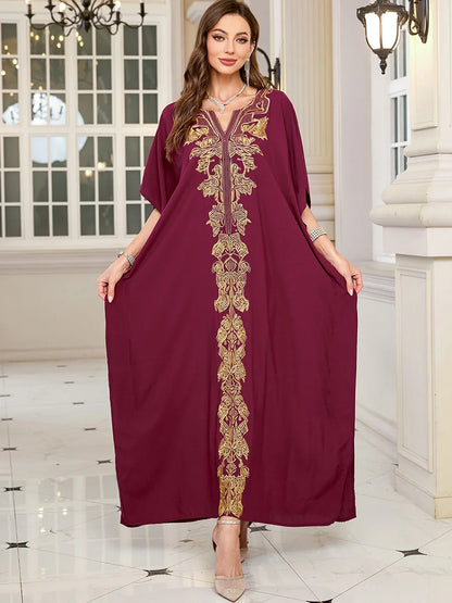 Frauen bestickte lange Kaftane Plus Size Kaftan Kleider Strand Badeanzug Cover Up Moomoo Kleid marokkanische Robe