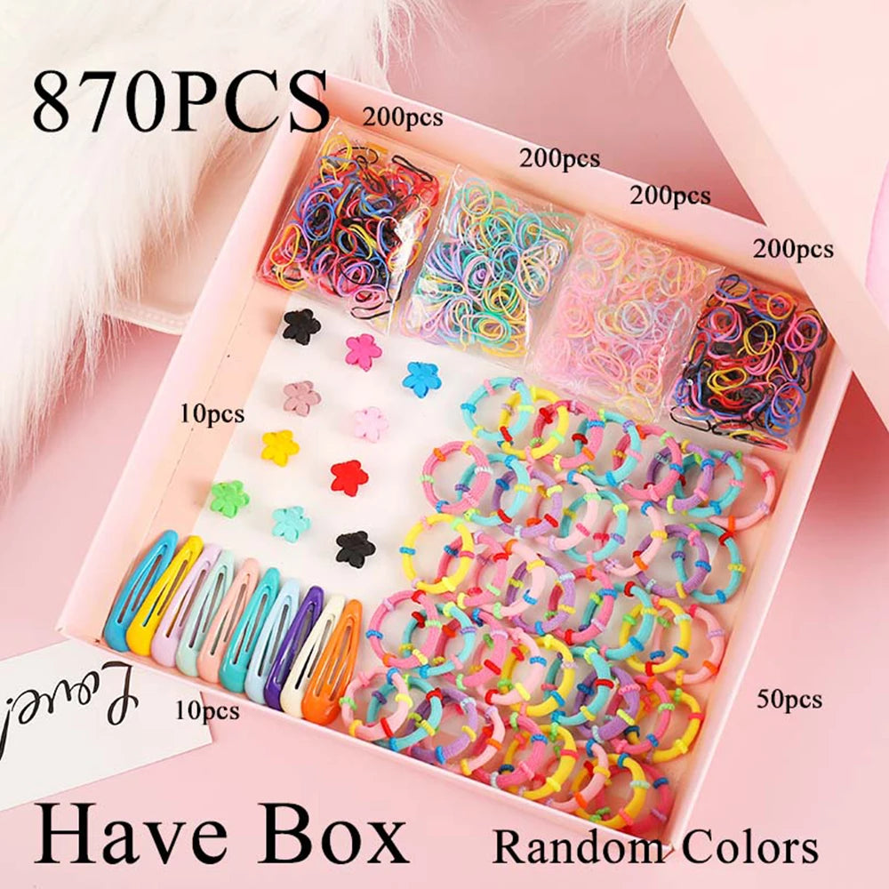 565 870Pcs Girls Cute Elastic Hair Bands Hairpins Flower Hair Claws Hair Clip Rubber Band Ponytail Holder Kids Fashion.