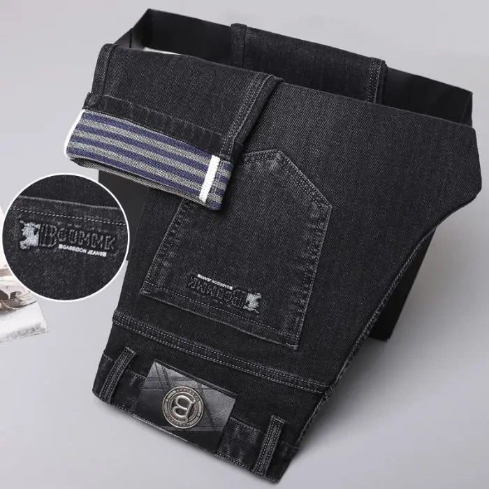 2025 New Stretch Jeans Men's Regular Classic Business Slim Trousers Black Blue Straight Male Y2K Brand Clothing Pants Size 29-40